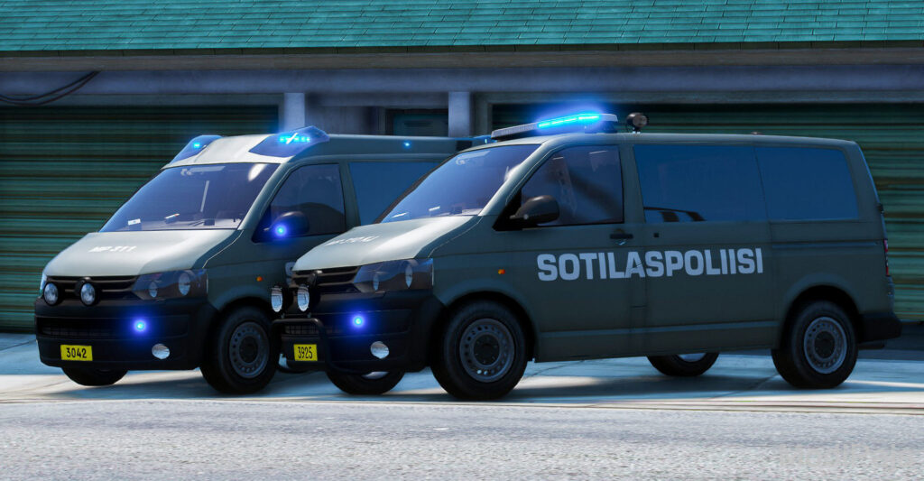 GTA V Finnish Police 108, Customs 241, Military Police vehicles